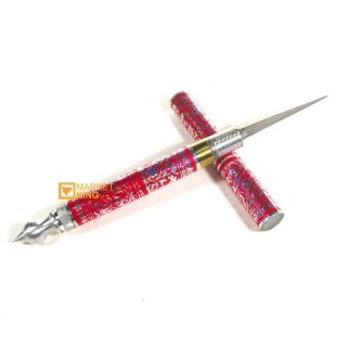 RED Shiny Carving Knife Knive Fruit Vegetable Soap Carving Art W/Brass