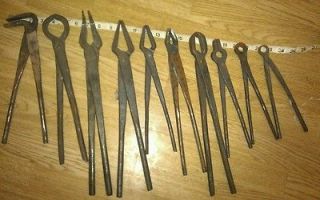 farrier forge tongs nippers x 9+ 1 free, anvil hand forged item
