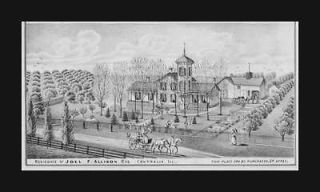 Centralia, Illinois, antique view, farm for sale, lithograph, original