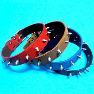 Colorful Pet Cat Puppy Dog PU Leather Row Spiked Cute Collar