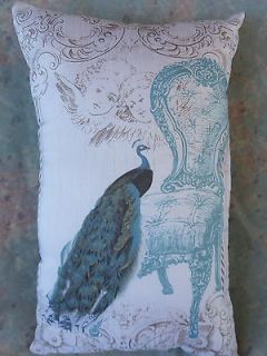PEACOCK PILLOW WITH A FULL PEACOCK, CHAIR AND CHERUBS .10 x 8MY