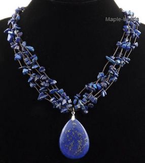 strands Lapis Lazuli gemstone pendant,chips handmade jewelry