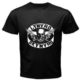 New Lynyrd Skynyrd Logo Ronnie Van Zant Steve Gaines Black T Shirt