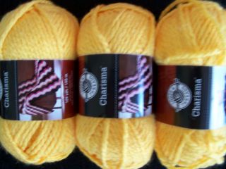 Loops & Threads Charisma bulky yarn, Yellow, lot of 3