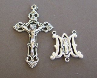 Rosary CENTER & CRUCIFIX Set for Rosaries ~ Miraculous Medal
