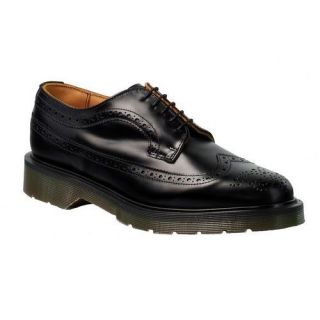 New SOLOVAIR Black American Brogue Shoes Skinhead Oi Punk Mod Made in