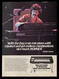 1979 Chick Corea photo Hohner Pianet Clavinet Duo vintage print ad