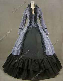 Gothic Cotton Black White Coat Dress Ball Gown Cosplay Reenactment 176
