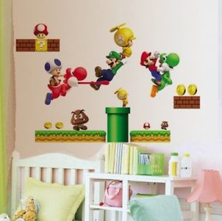 Super Mario Bros Removable Wallpaper Wall Sticker Decals Kids Nursery