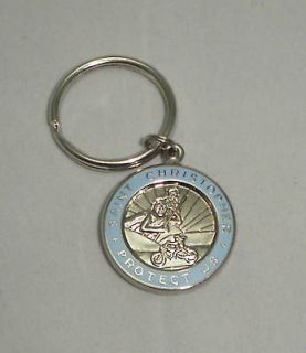 St Christopher Rides Harley Motorcycle Key Chain Medal
