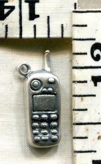 VINTAGE STERLING BRACELET CHARM~3D~NICE CHUNKY CORDLESS PHONE FOR YOU