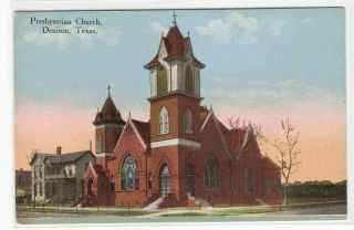 Presbyterian Church Denison Texas 1917 postcard