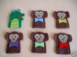 five cheeky monkeys & mr crocodile felt finger puppets