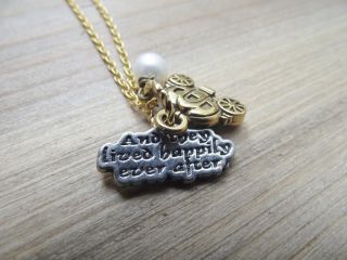 Ever After Gold Silver Cinderella Carriage Pearl Petite Charm Necklace