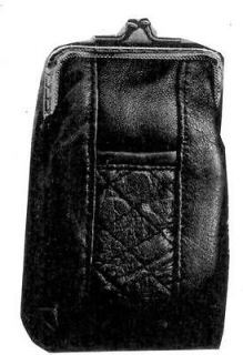 Black Soft Leather Cigarette Case with Pocket for Lighter   3 ½ x 5