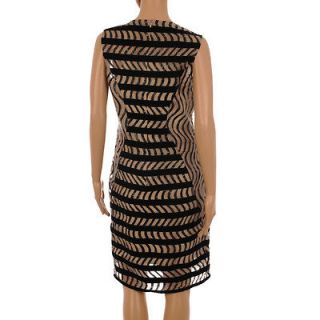 CG 40 CHRISTOPHER KANE Rose & Black Velvet Striped Knee Length Dress