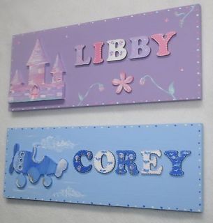 Personalised Childrens Wooden Door Plaque Sign 9 letters name