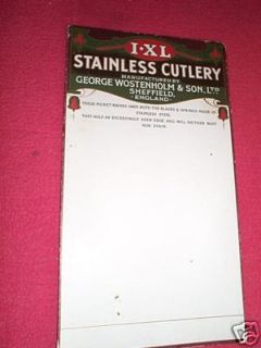 Rare Old IXL Cutlery Knives Cardboard Counter Display
