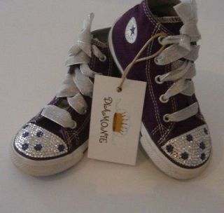 Purple Converse Featuring Clear Swarovski Crystals For Toddler/Kids/W
