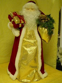 Santa Tree topper or decoration, ceramic head & hands, velvet coat