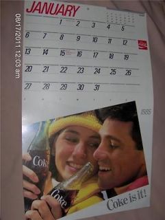 COCA COLA 1985 12 MONTH CALENDAR MINT FROM STORED STOCK