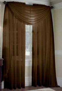 Solid Coffee Brown Voile Sheer Window Curtain/Drape/Panels