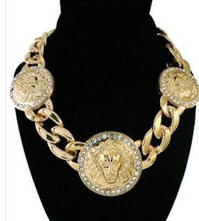 Dreya Gold Crystal Lion Necklace Chain Chunky H&M As Seen On Rihanna
