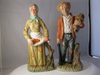 VINTAGE COLLECTIBLES OLD MAN WOMAN FIGURINES