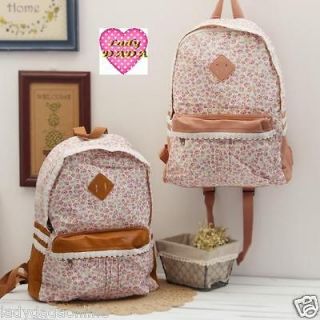 Japan Floral Print Love Girl Lace Vintage Style Backpack Canvas School