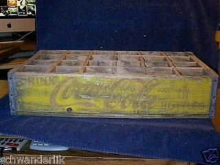 Coca Cola Yellow Collectible Wooden Crate Carrier Caddie 24 Bottles