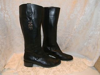 AIGNER COLBY BLACK LEATHER RIDING BOOTS WOMENS 10 M KNEE HIGH COLBY