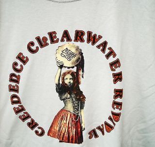 NEW CREEDENCE CLEARWATER REVIVAL MARDI GRAS CREME TEE SHIRT SZ MENS