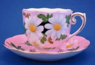 Roslyn Bone China Cup & Saucer Pink Daisies