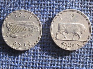 old irish coins 1s shilling 1968