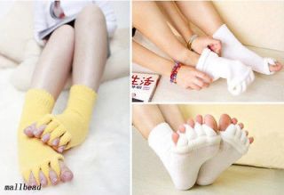 Unisex White Toe Alignment Massage Sock Toe Divider Stockings 1255d