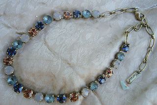 STUNNING Blue and Copper Swarovski Crystal 2076 Antique Gold Necklace