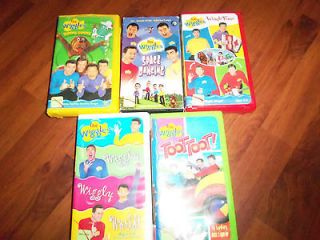 LOT OF 5 THE WIGGLES VHS MOVIES   TOOT TOOT   WIGGLE TIME   WIGGLY