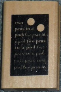 TWO PEAS IN A POD Card Words Anitas Sugarloaf 2002 NEW Wood Mount