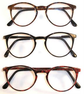 ROUND PLASTIC READING GLASSES  BLACK OR BROWN OR RED   LIGHTWEIGHT