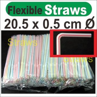 Flexible Plastic 20.5x0.5cm 250 pcs drinking drinks color party 8 inch