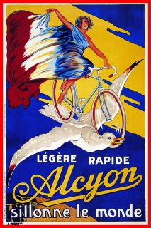 Alcyon French Bicycle Vintage METAL Wall Plaque Sign Travel Poster