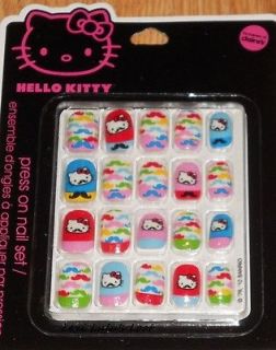 Kitty Girls Moustache Press On Nail Set 20 Pieces New in Package