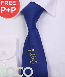 BOYS BLUE HOLY COMMUNION CHALICE TIE FOR SUITS