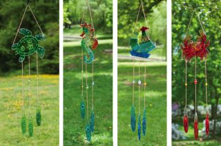 Evergreen Garden Handpainted Glass Wind Chime 4 Available