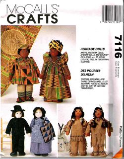 Pattern to Make 15 NATIVE AMERICAN Amish AFRICAN Heritage DOLLS