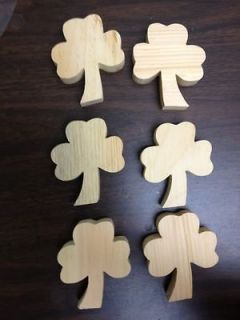 Wood Cutout 3 Leaf Clover 3.5 inch Shape Craft Supply LOT of 6 Pine