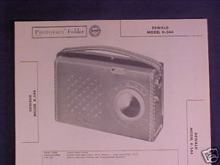 Photofact Dewalt K 544 Transistor Radio Manual G1