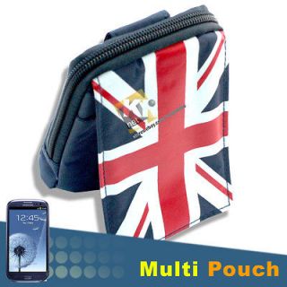 Blue+UK Flag Pattern Buckle Pouch Case Carry Bag For Samsung Galaxy S3