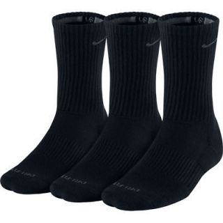 Nike Dri Fit Dry Fit CREW Socks 3 Pair Black SX4207 001 Sz 8 12