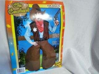 Halloween Costume Huge Cowboy hat & Oversize Chaps & Vest Mens Adult